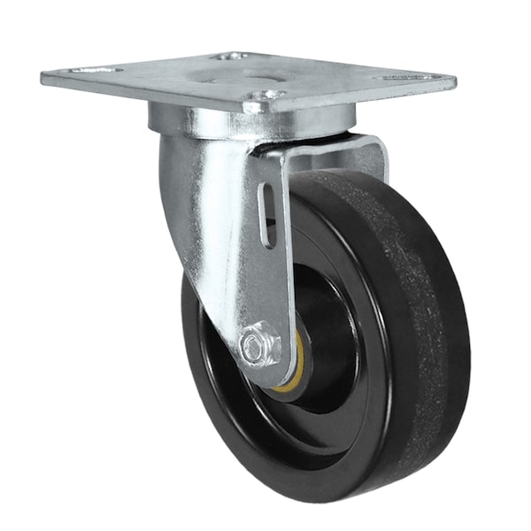Casterhq 5"x1-1/4" Swivel Caster, Phenolic Wheel, 350 lbs Capacity, Plate 24CS514PH21B-02 - main